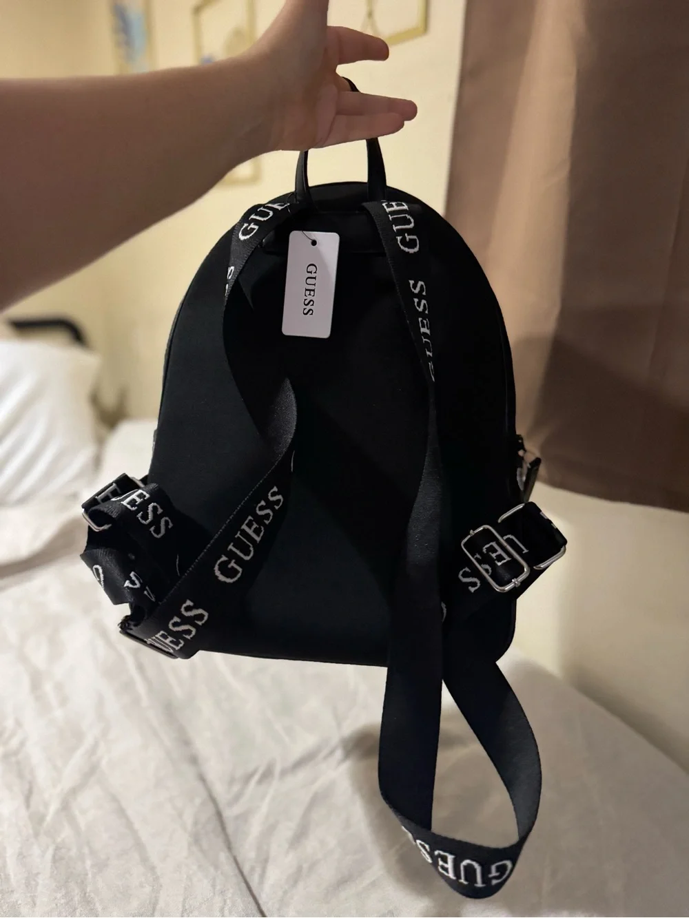 GUESS Black Logo Backpack with Matching Cosmetic Pouch NWT